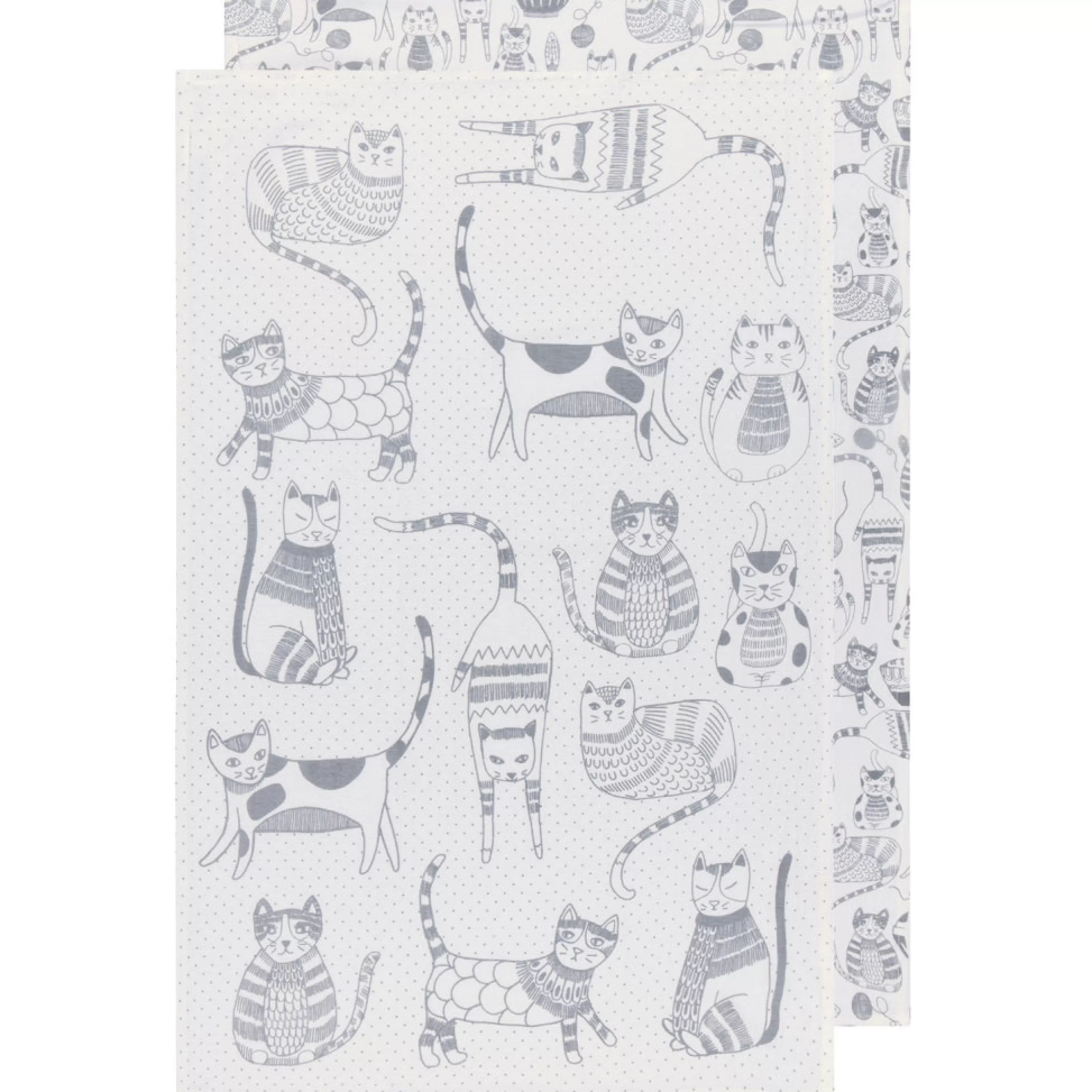 Danica Kitchen & Dining>Purr Party London Grey Floursack Tea Towels Set Of 2