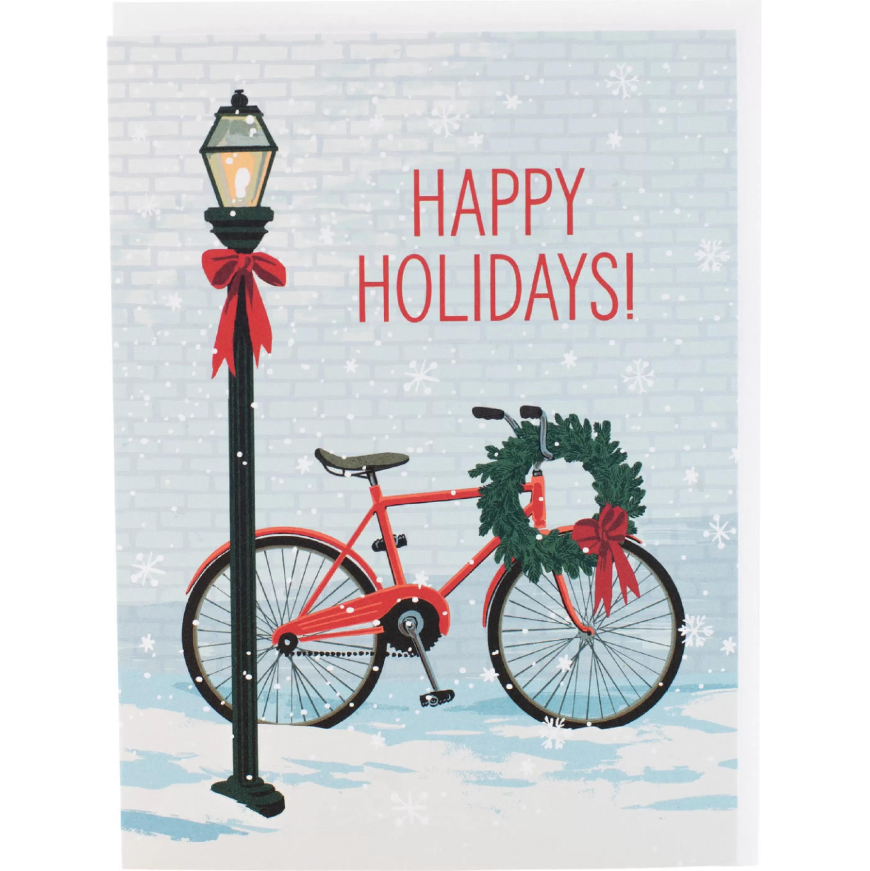 Smudge Ink Red Bike With Wreath Holiday Card Outlet