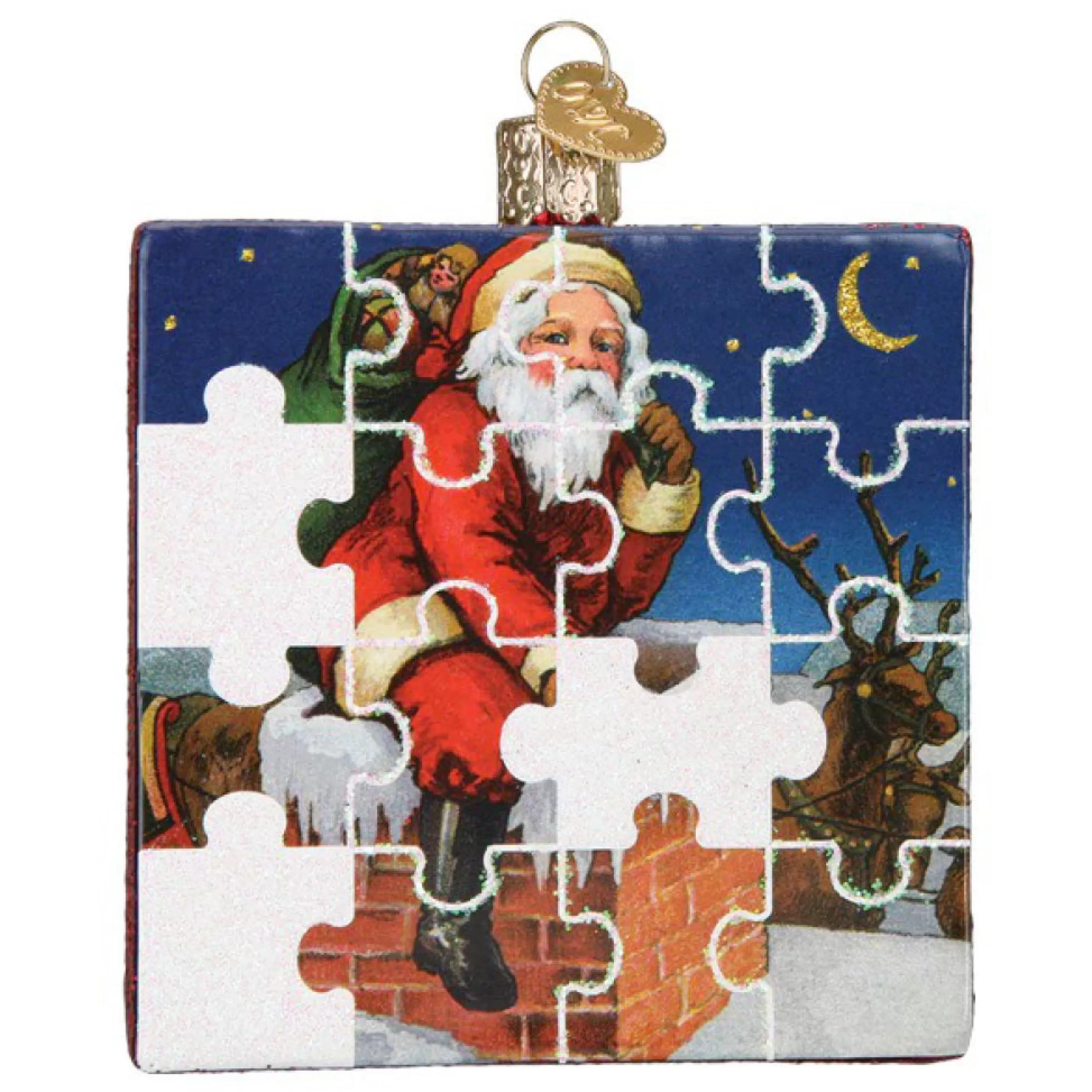 Old World Christmas Santa Jigsaw Puzzle Ornament Cheap