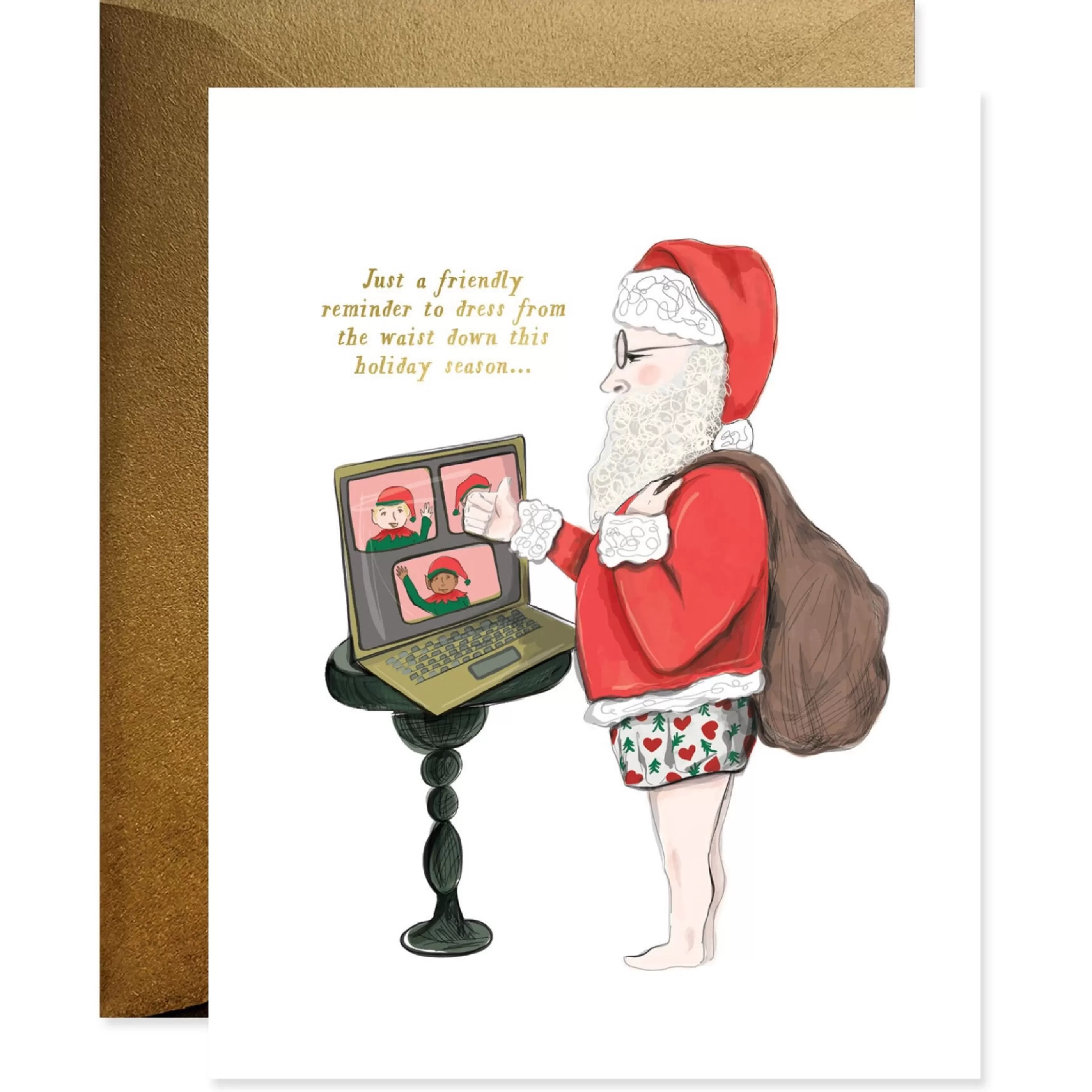 Good Juju Ink Santa On Zoom Call Card Outlet