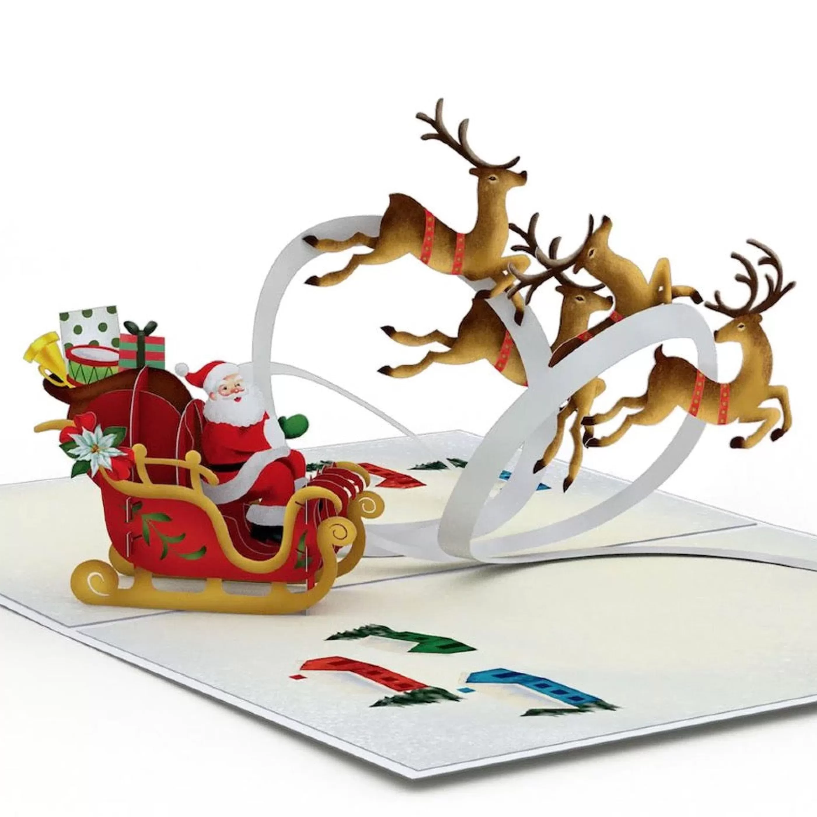 Lovepop Santa Sleigh And Reindeer 3D Pop Up Card Discount