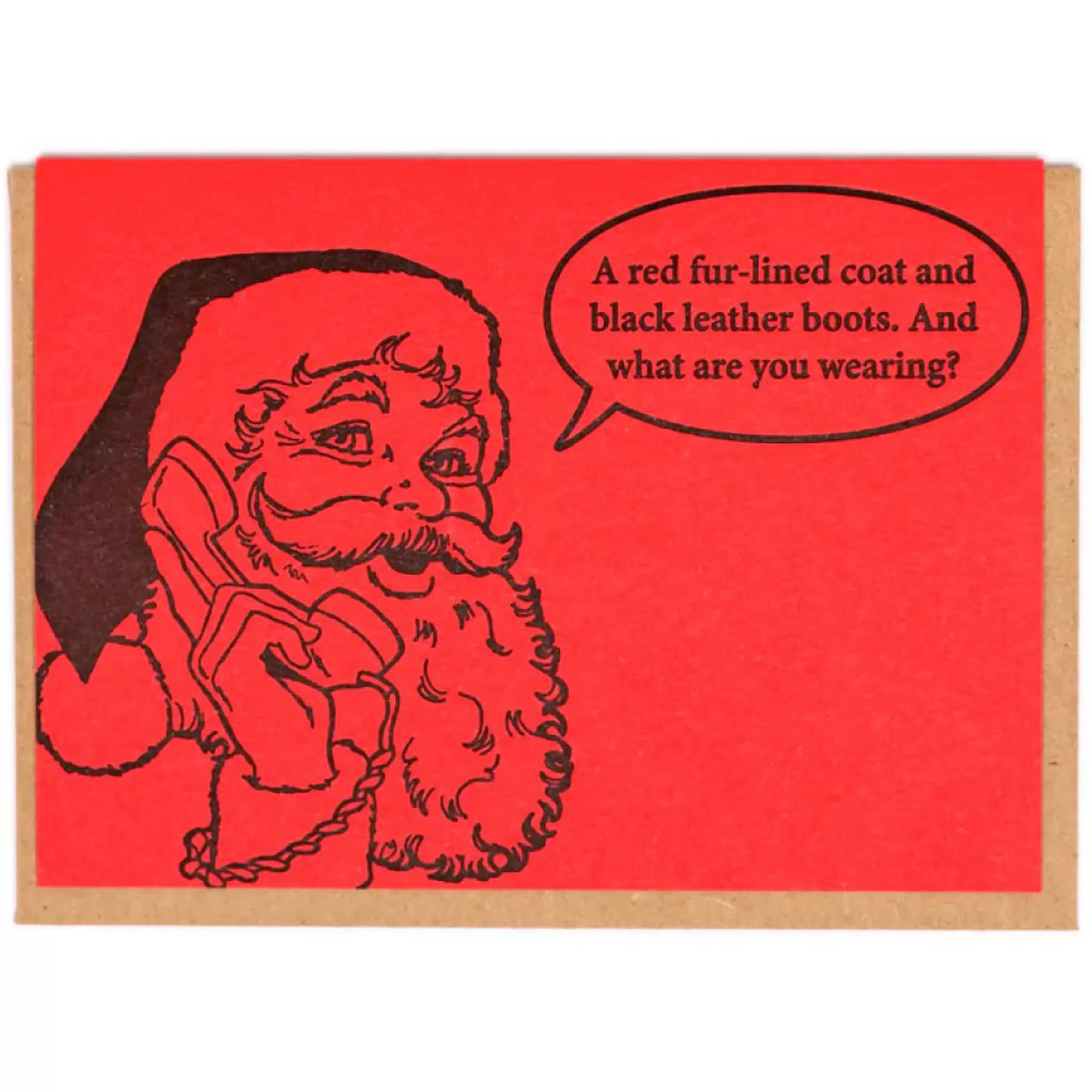 Lady Pilot Letterpress Santa's Phone Christmas Card Shop