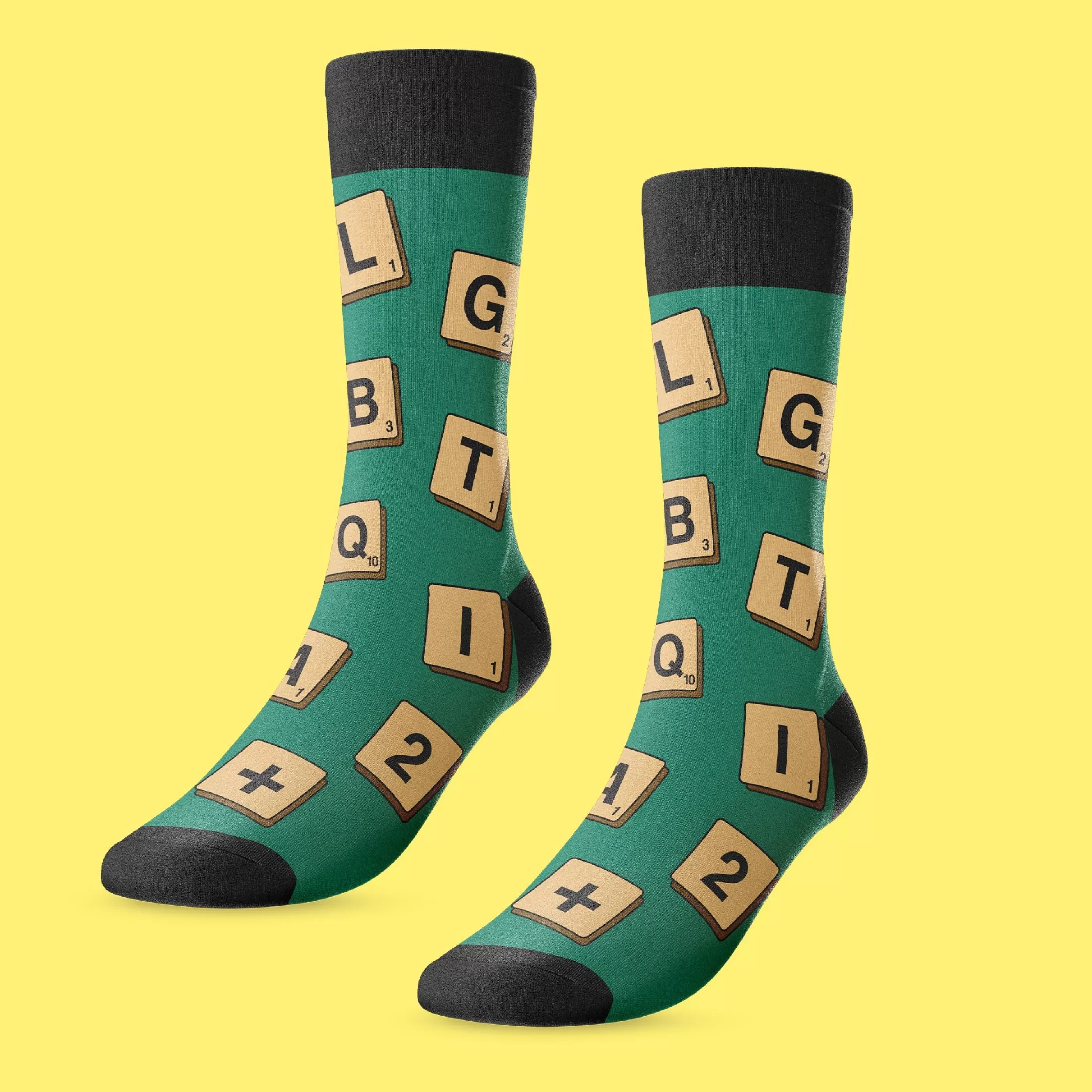 Main and Local Men's Socks>Scrabble Pride Socks