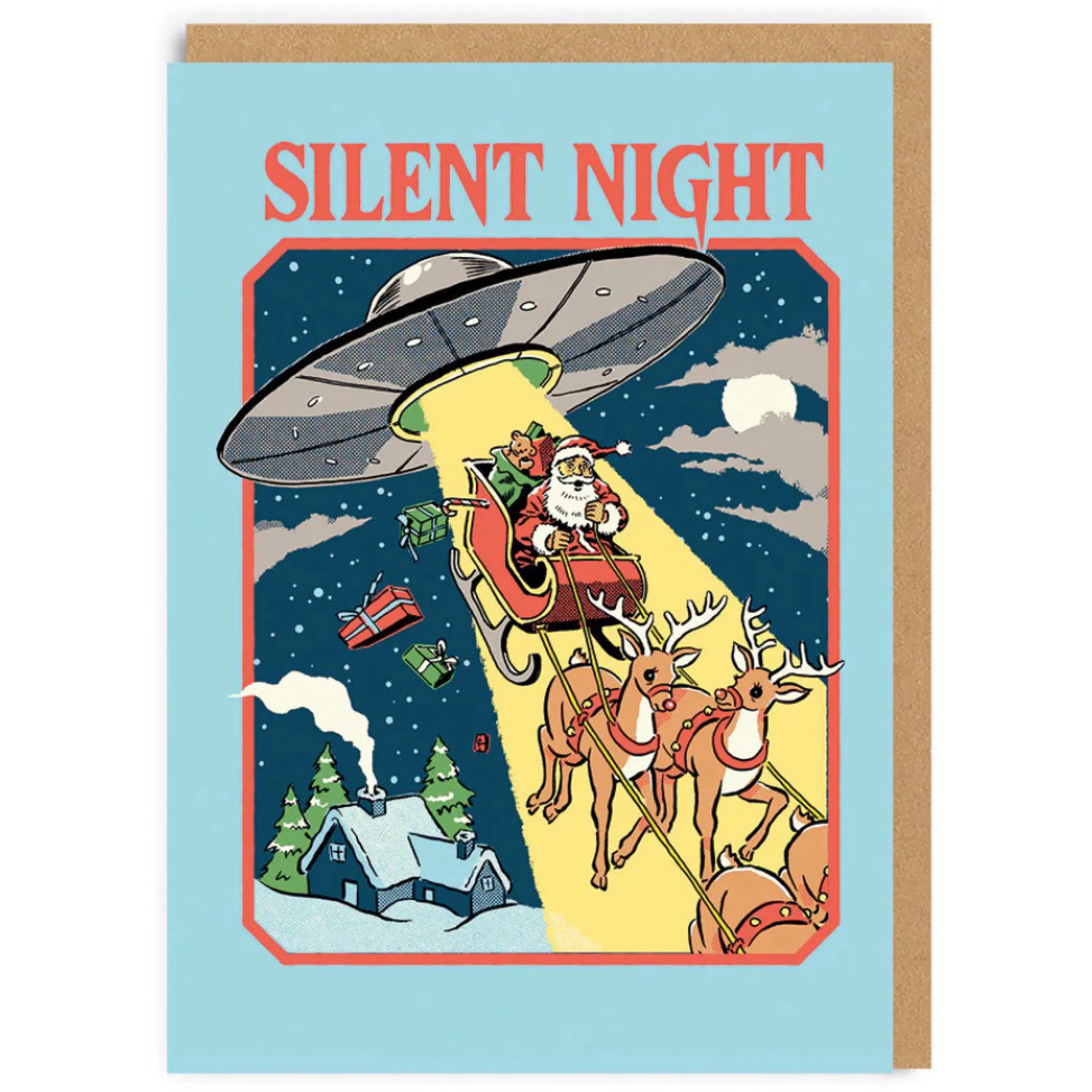 Ohh Deer Silent Night Ufo Christmas Card Flash Sale