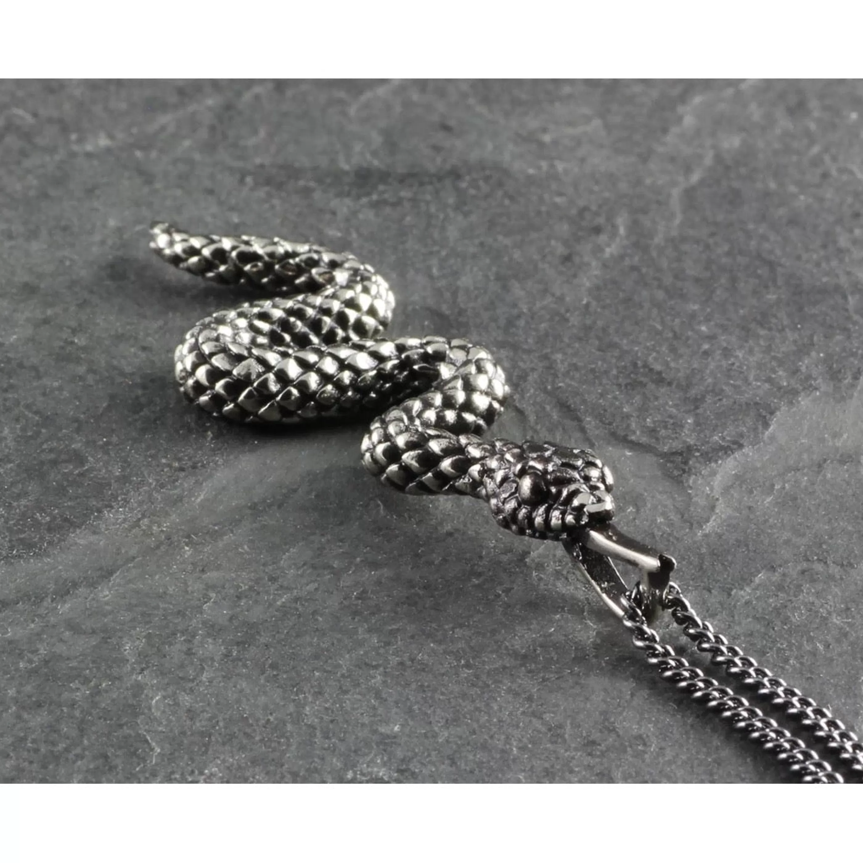 Lost Apostle Jewellery>Snake Necklace Silver