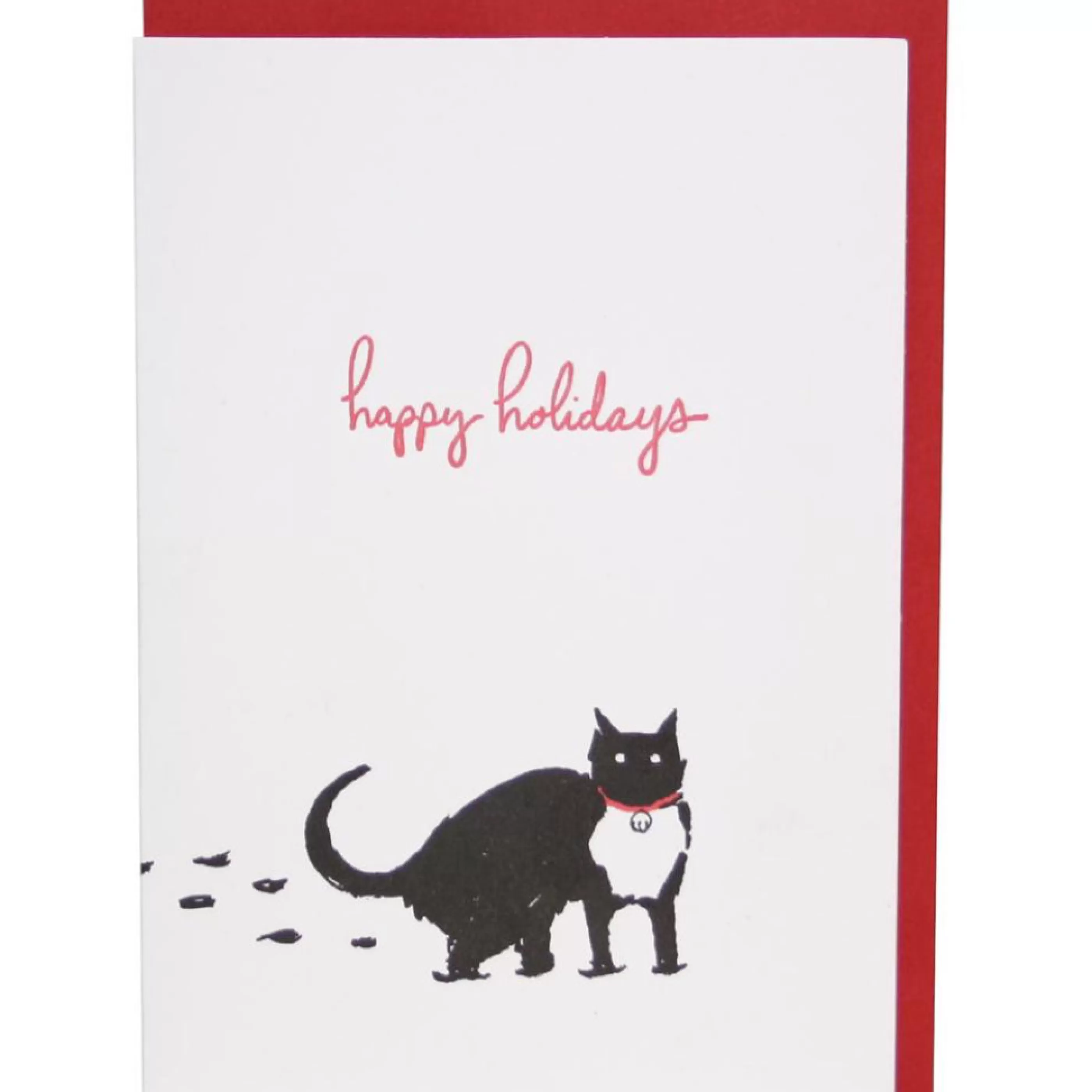 Smudge Ink Snow Cat Holiday Card Sale