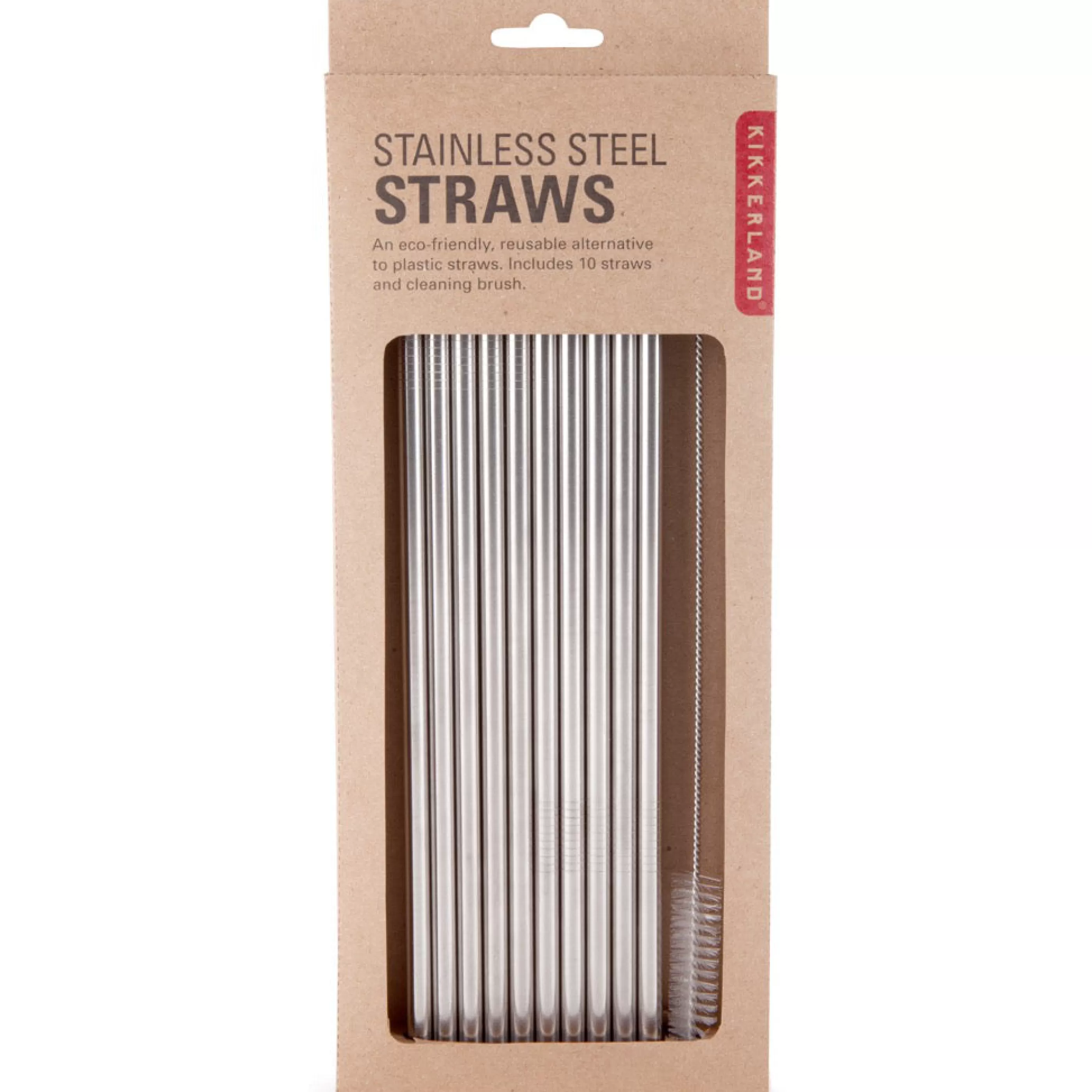 Kikkerland Barware>Stainless Steel Straws Set Of 10