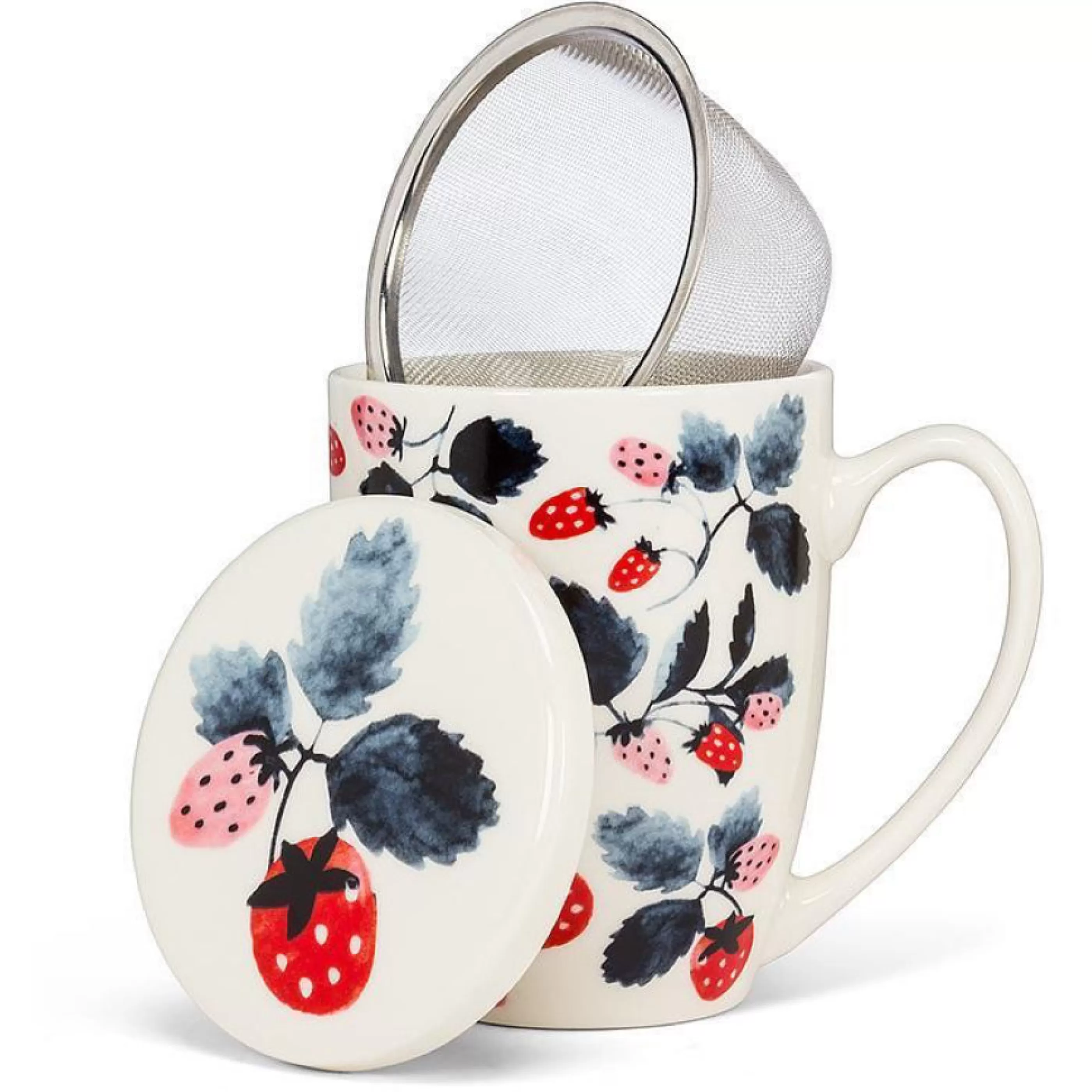 Abbott Collection Mugs>Strawberries Covered Mug 12Oz & Strainer