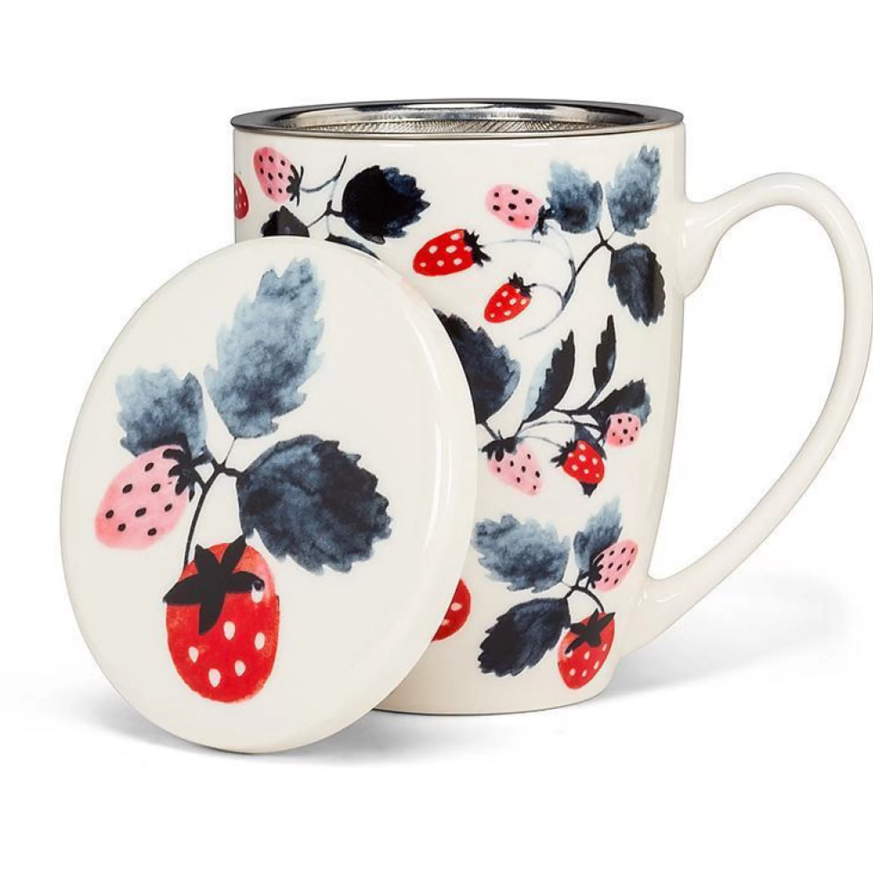 Abbott Collection Mugs>Strawberries Covered Mug 12Oz & Strainer