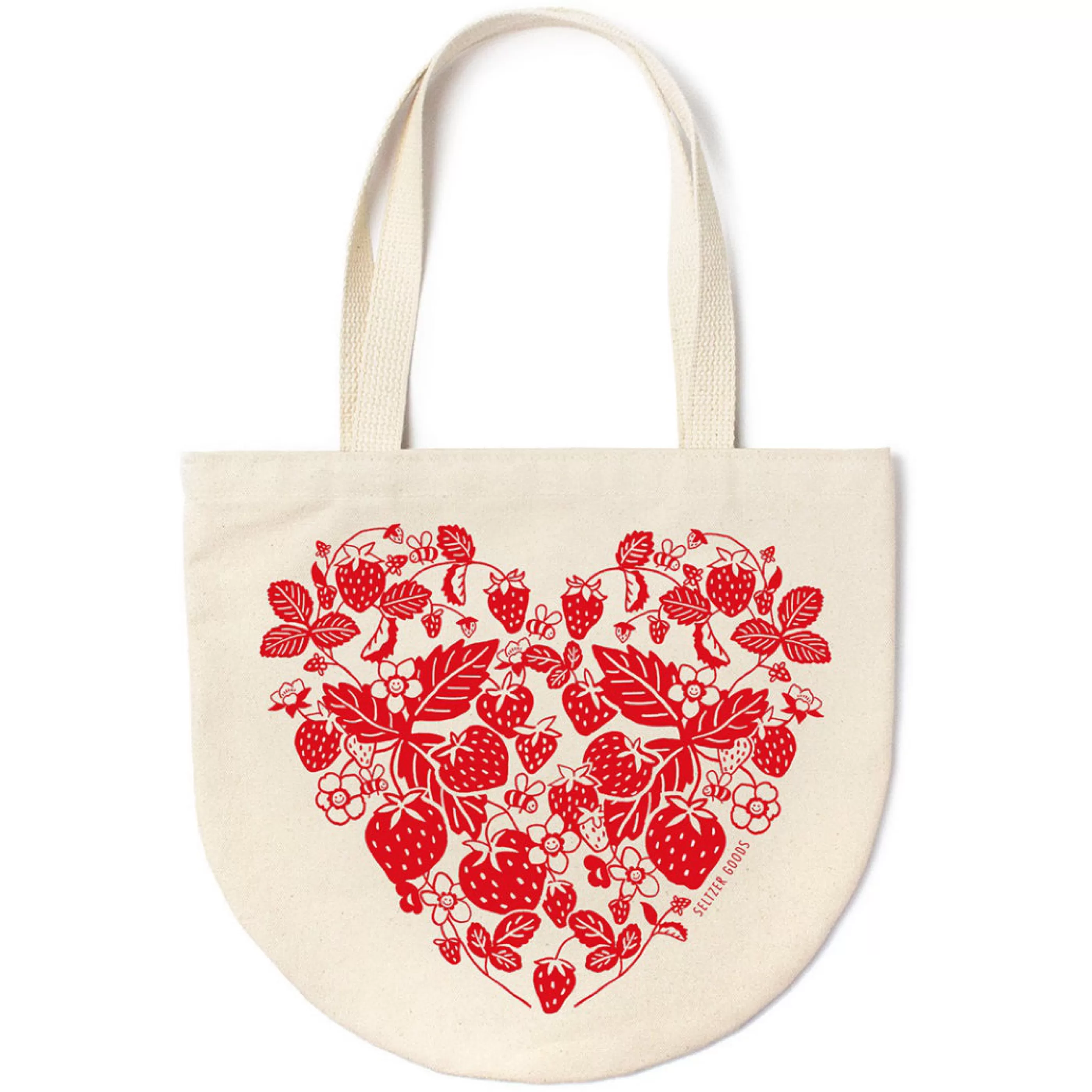 Seltzer Goods Bags>Strawberry Heart Round Tote