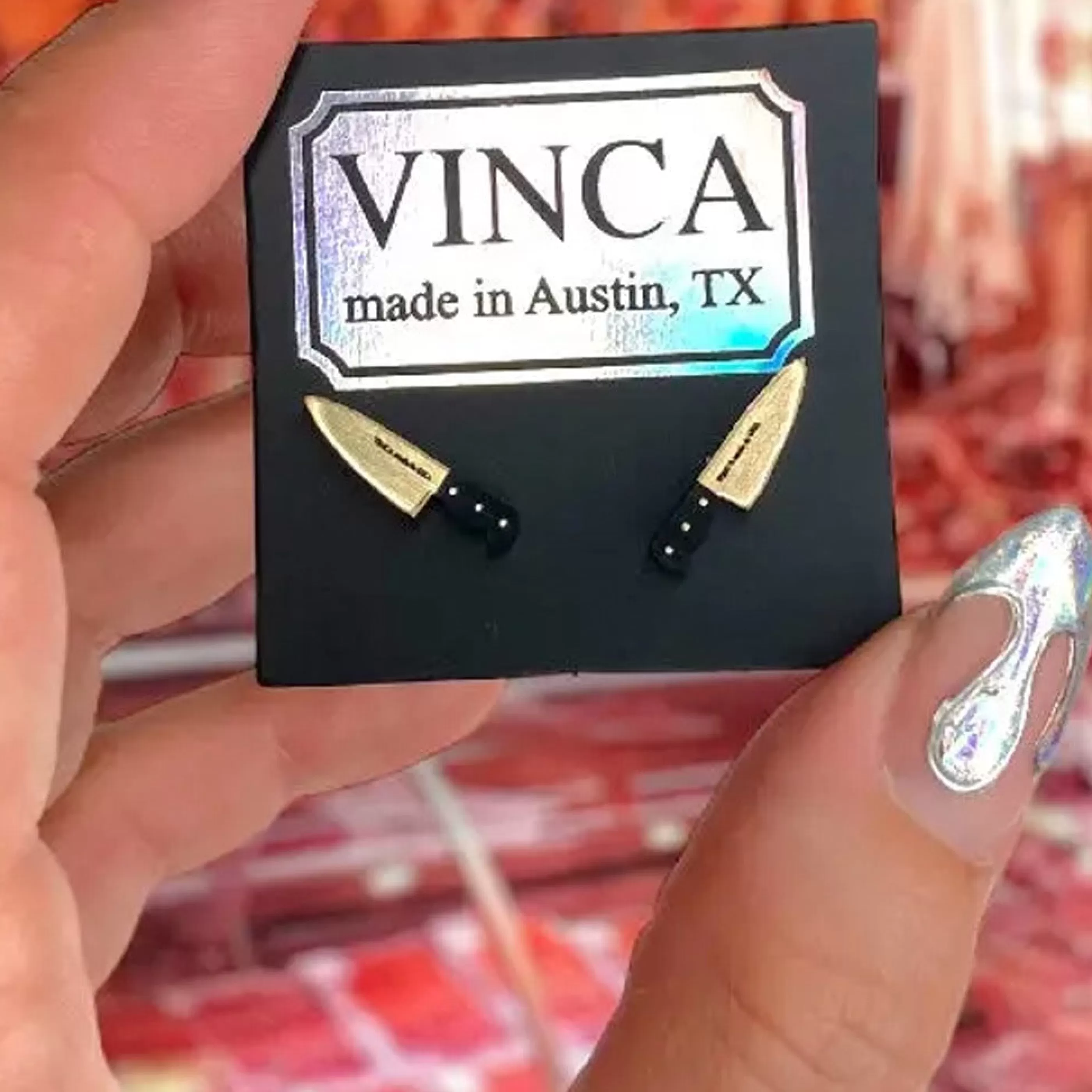 Vinca Jewellery>Teeny Tiny Gold Knife Studs