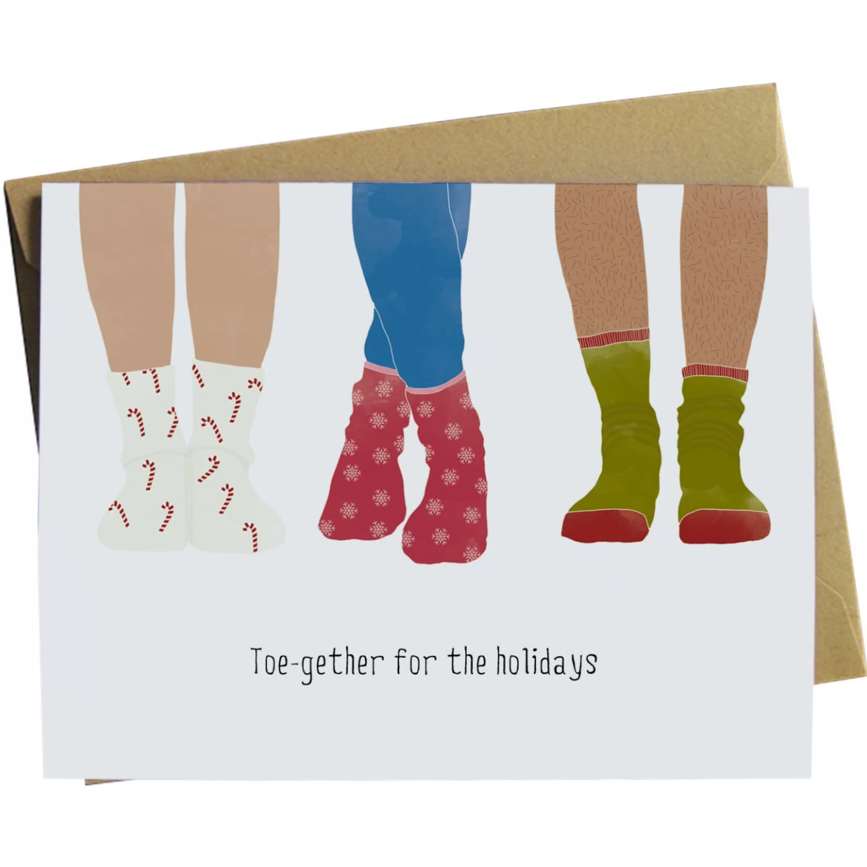 Paper Wolf Design Toe-Gether For The Holidays Socks Card Fashion