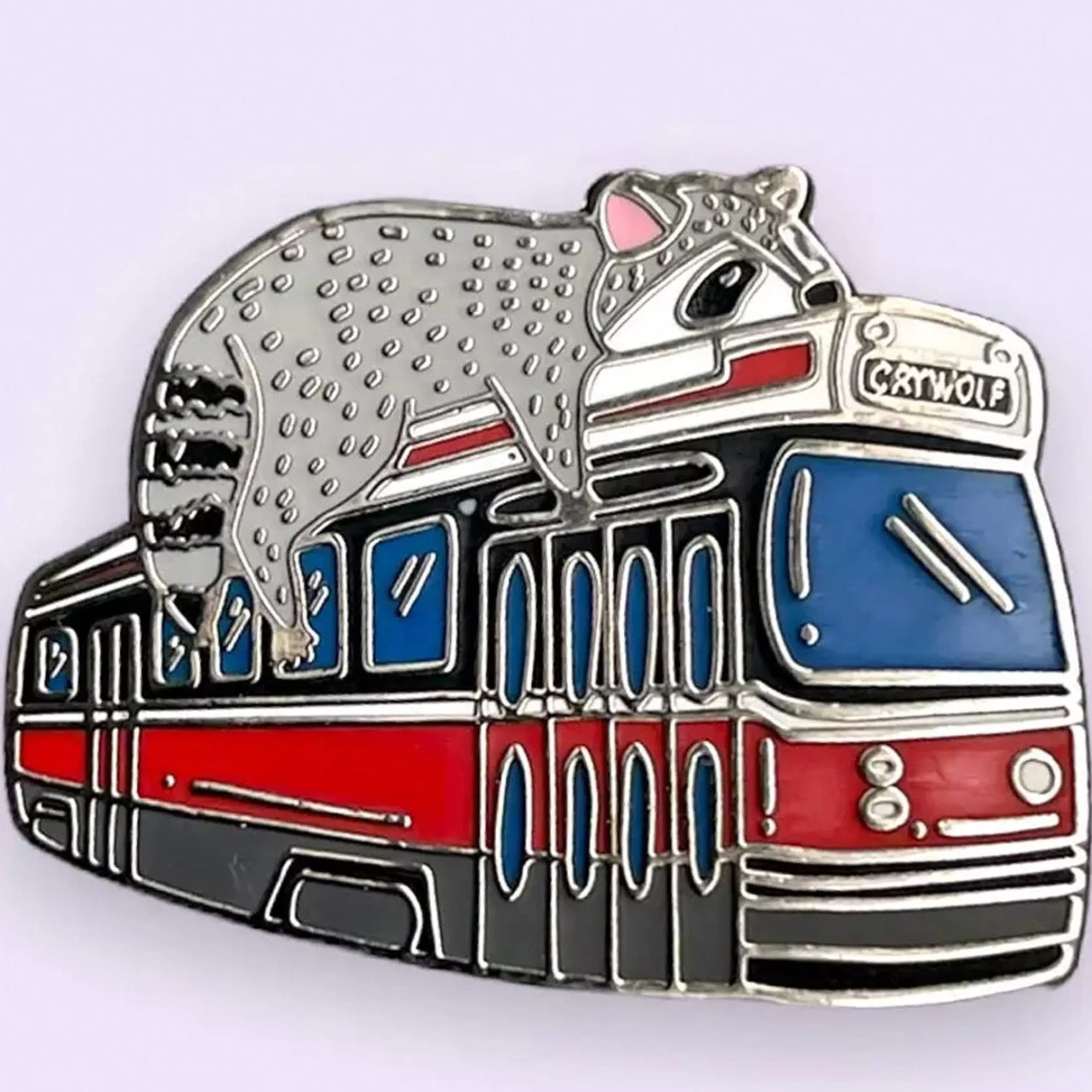 Crywolf Pins, Patches & Keychains>Toronto Raccoon Streetcar Enamel Pin