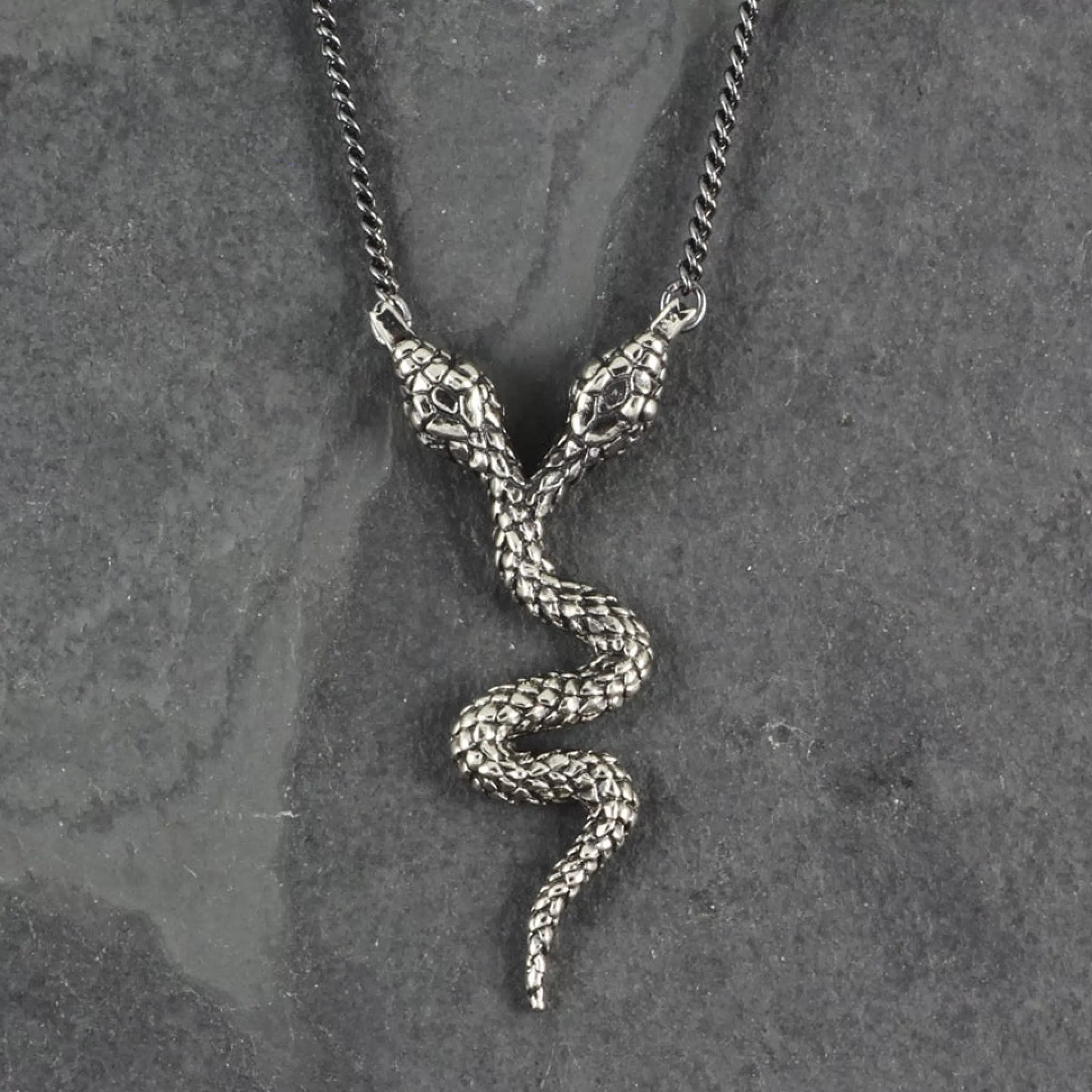 Lost Apostle Jewellery>Two-Headed Snake Necklace Silver