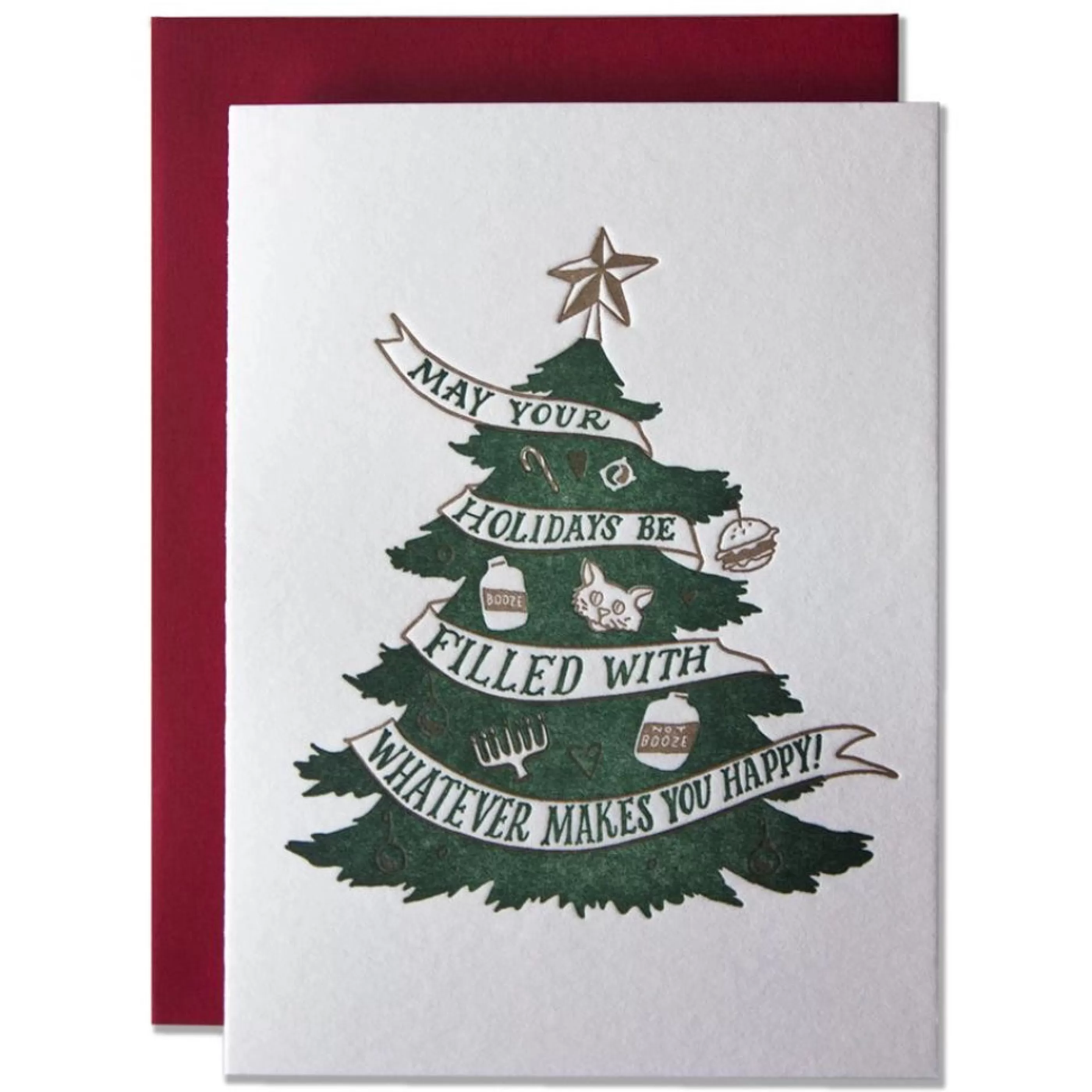 Ladyfingers Letterpress Whatever Makes You Happy Christmas Card New