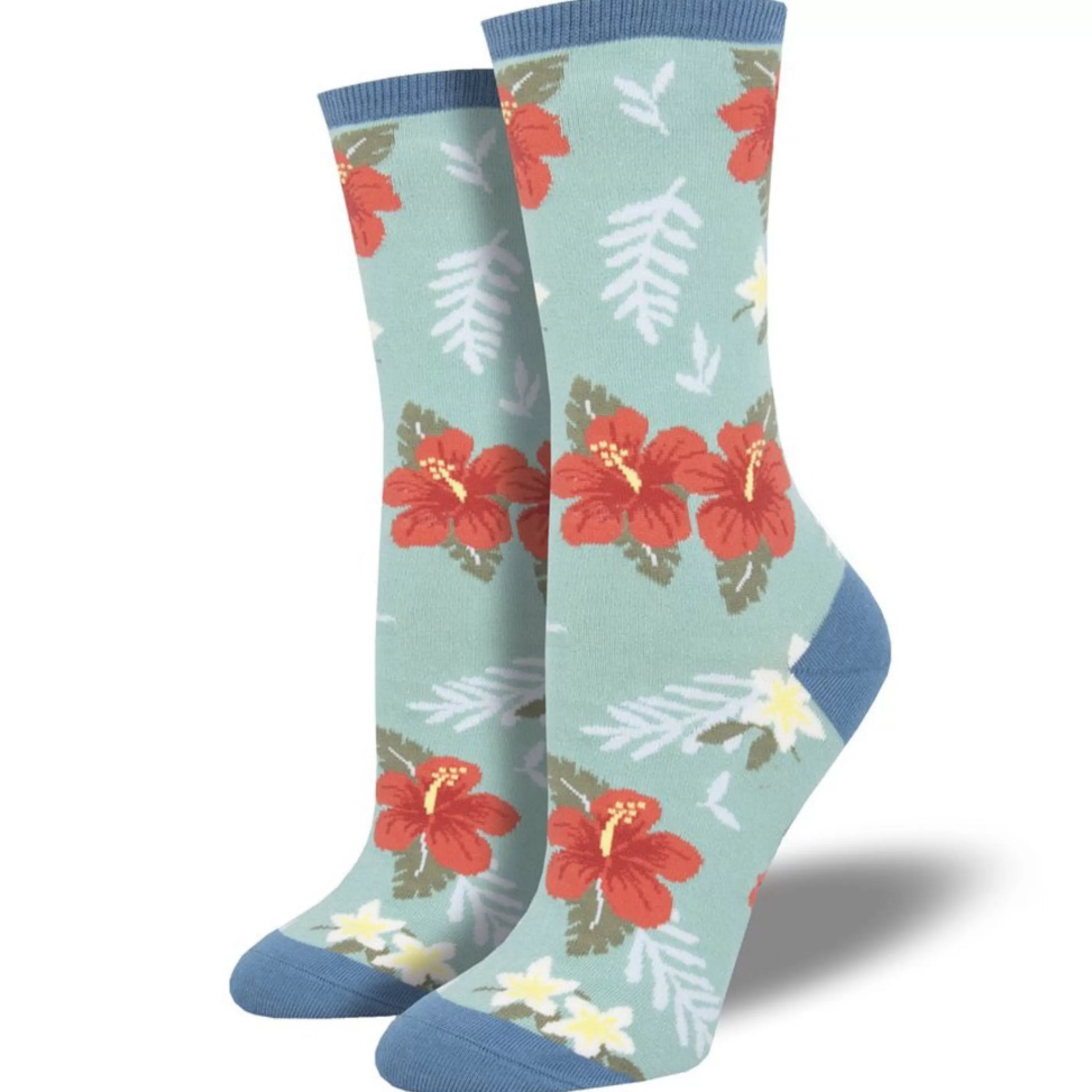 SockSmith Women's Socks>Women's Aloha Floral Socks Sky Blue