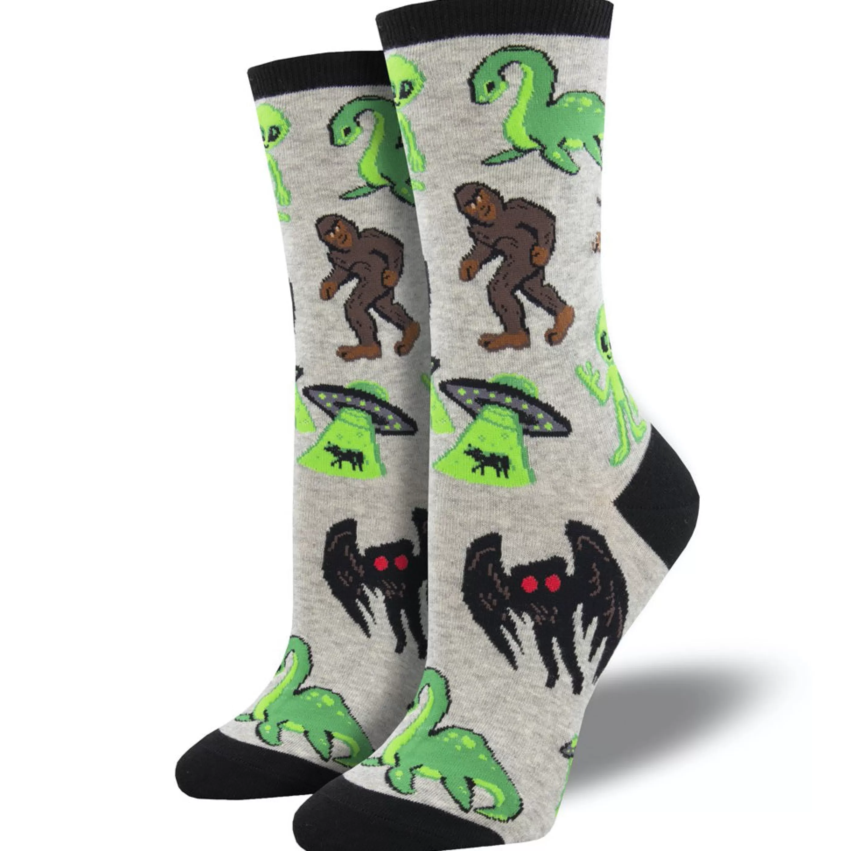 SockSmith Women's Socks>Women's Cryptids Socks Grey Heather