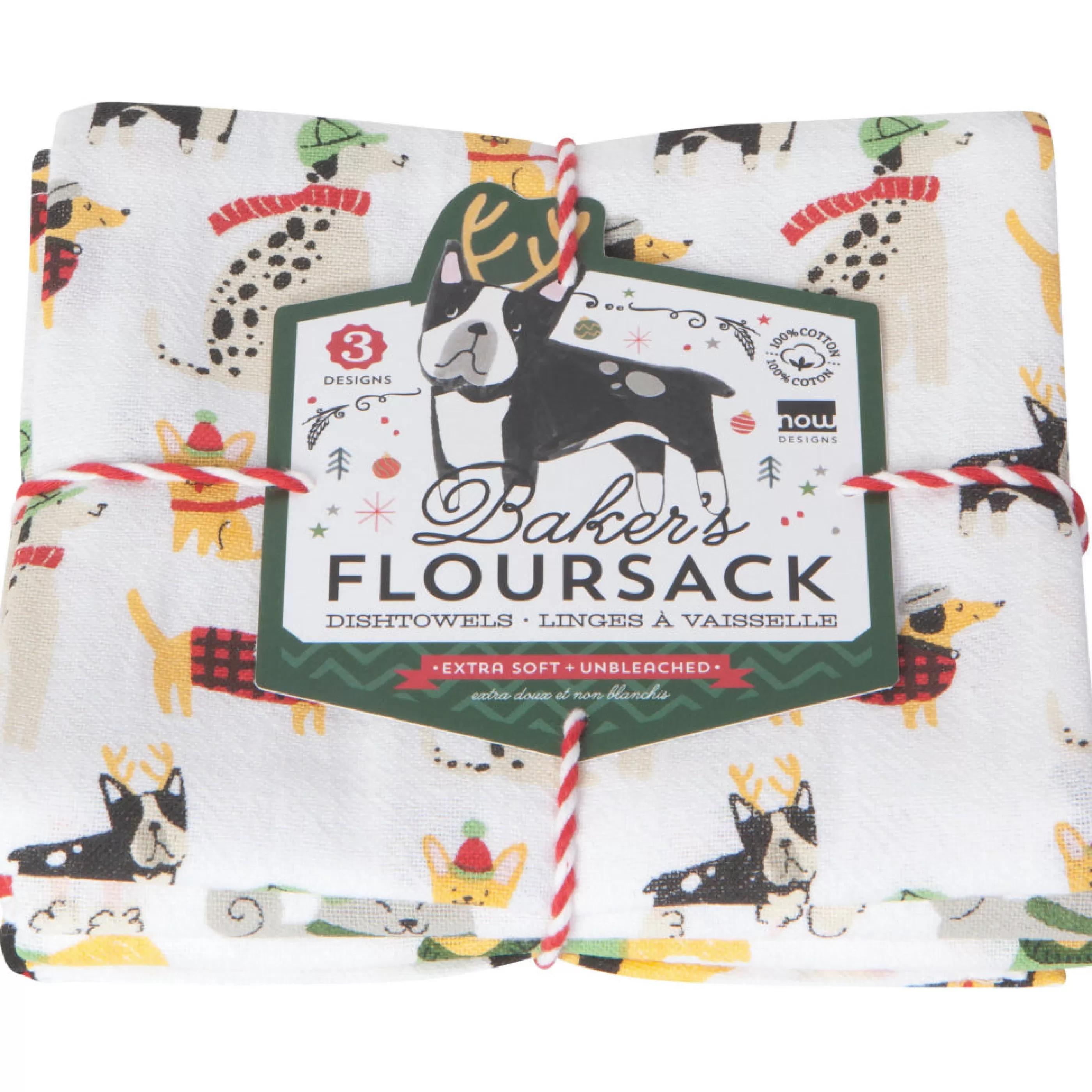 Danica Kitchen & Dining>Yule Dogs Floursack Tea Towels Set Of 3